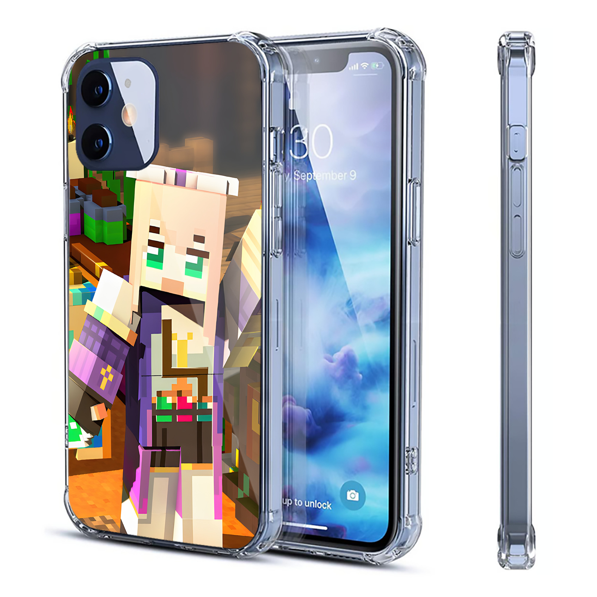 （画像用） マインクラフト ブロックの世界 Minecraft MC Block world 【iPhone 12シリーズ対応】透明スマホケース（クリアソフトケース）